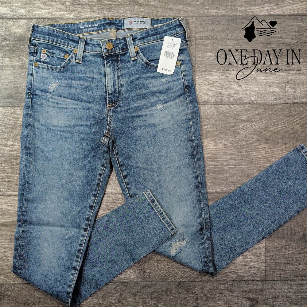 AG Adriano Goldschmied The Middi Ankle Jeans Distressed NWT Size 4 (27)